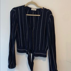 navy cropped top with tie